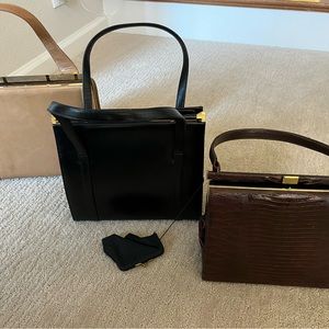 3 vintage ladies leather handbags